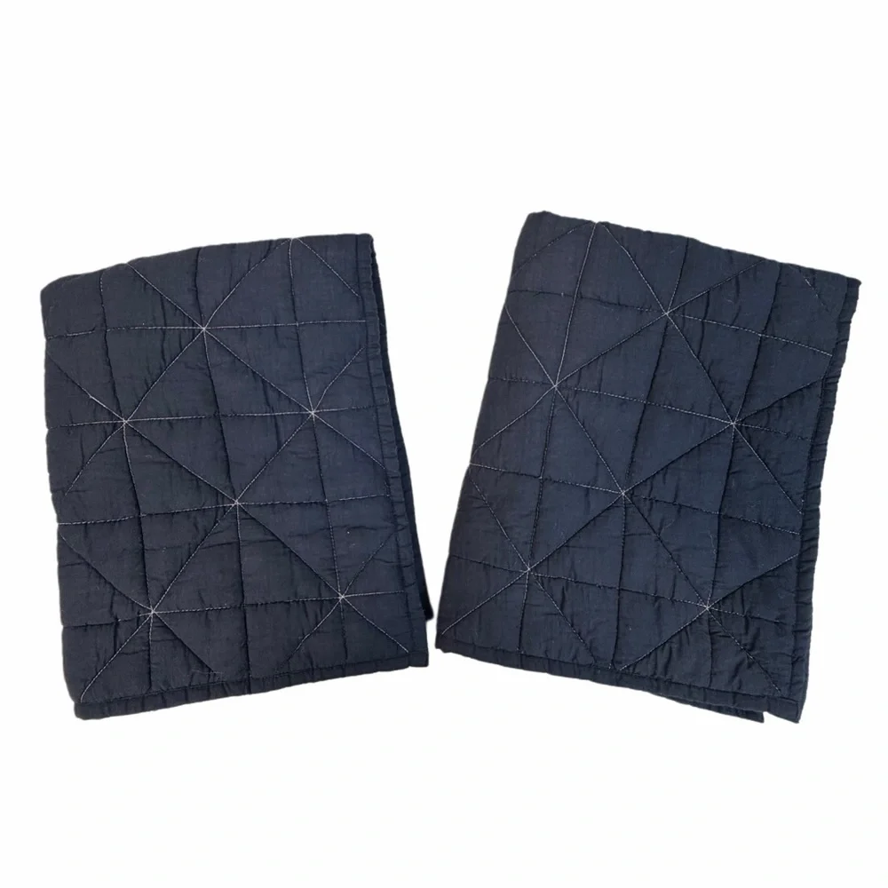 West Elm Organic Cotton Blue Quilted Standard Pillow Shams Set of 2